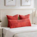 Fancy Homi 2 Packs Red Decorative Throw Pillow Covers 18x18 Inch for Living Room Couch Bed Sofa, Rustic Boho Farmhouse Home Decor, Soft Corss Corduroy Patchwork Textured Square Cushion Case 45x45 cm by CozyNest Decor