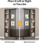 Wall Room Divider, Storage Cabinet Storage Display with Shelves, Modern Freestanding Wood Room Divider Screen, Wall Privacy Screens for Home Decorative (Grey Oak+Black,55" L x 9.5" W x 79.5" H) by CozyNest Decor