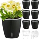 Self Watering Pots for Indoor Plants, 6-Pack 5'' Self Watering Planter with Drainage Holes, Small African Violet Pots with Water Indicator, Clear Wick Orchid Pot, Black by CozyNest Decor