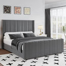 HOMBCK Full Bed Frame with Headboard, Upholstered Platform Bed Full Size with Velvet Headboard & Footboard/Vertical Channel Tufted/Wooden Slats/Noise Free/No Box Spring Needed/Easy Assembly, Grey by CozyNest Decor
