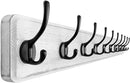 Dseap Coat Rack Wall Mount: 38-1/4" Long, Patented, Heavy-Duty, 10-Double-Hooks Wooden Hanger Rail for Winter Coats Hat Jacket Clothing, White & Black by CozyNest Decor