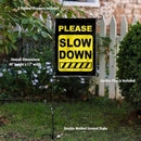 College Flags & Banners Co. Please Slow Down Speeding Sign Garden Flag with Pole Stand Holder by GreenHaven Gardens