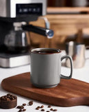 famiware Coffee Mugs Set of 4, Nebula 14oz Coffee Mugs, Ceramic Cup Set with Handle for Latte, Tea, Milk, Cappuccino, Cocoa, Dark Gray by CozyNest Decor