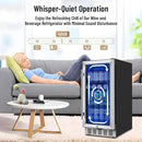 15 Inch Beverage Refrigerator, 130 Can Capacity Under Counter Fridge with Lock & Glass Door, Quiet Built-in or Freestanding Beer Cooler, Powerful Compressor for Fast Cooling by CozyNest Decor