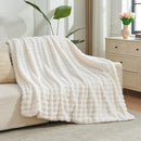 NEWCOSPLAY Faux Fur Twin Blanket Ivory Bubble Blanket Thick Warm Soft for Couch Sofa Bed 550GSM (Ivory, Twin(60"x80")) by CozyNest Decor
