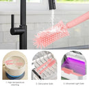 Portable Baby Bottle Brush Set - 7 in 1 Baby Bottle Cleaner Kit, Baby Travel Essential Bottle Washing Kit with Silicone Bottle Brush, Nipple Brush, Straw Brush, Drying Rack for Home and Travel (Pink) by TinyTreasures Baby Boutique