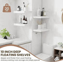Fun Memories Wood Floating Shelves 16 Inch, 10 Inch Deep Shelves Wall Mount, Wall Shelves with Invisible Bracket, 16" Floating Shelves for Living Room Bathroom Bedroom, White, Set of 2 by CozyNest Decor