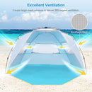 WolfWise 4-5 Person Easy Up Beach Tent UPF 50+ Portable Instant Sun Shelter Canopy Umbrella with Extended Zippered Porch, Blue by TinyTreasures Baby Boutique