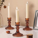 12Pcs Amber Candlestick Holders Set- 4" H Taper Candle Holders Bulk, Glass Candle Holders for Wedding, Party, Fall Dinner Table Centerpieces, Festival Gifts & Windowsill Decor by CozyNest Decor