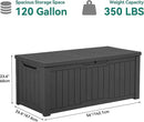 YITAHOME 120 Gallon Outdoor Storage Deck Box, Large Resin Patio Storage for Outdoor Pillows, Garden Tools and Pool Supplies, Waterproof, Lockable, (Dark Grey) by GreenHaven Gardens