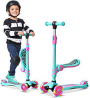 Candy 3 Wheel Scooter with Seat for Kids – Light-Up LED Wheels, Adjustable Handlebar and Seat, Smooth PU Wheels, Wide Anti-Slip Deck, Rear Foot Brake – Toddler Outdoor Toys for Ages 2+ by TinyTreasures Baby Boutique
