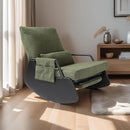 Rocking Chair for Nursery, Modern Upholstered Plush Seating Glider Recliner Chair with High Backrest and Side Pocket, Accent Armchair with Cushions for Living Room/Reading (Blackish Green) by TinyTreasures Baby Boutique