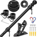 ZMTECH Flag Pole with Solar Light - Adjustable Bracket, 6 FT Stainless Steel Flag Poles for Outside House, Garden or Yard, Tangle Free Flagpole Kit for American Flag (Without Flag, Black) by GreenHaven Gardens