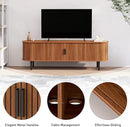 Bonzy Home 70" Mid Century Modern TV Stand, Tambour Entertainment Center with Storage, Long Media Console Television Stand with Metal Legs for up to 75'' TV, Walnut by CozyNest Decor