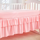 Mini Crib Bedding Set 3 Pieces Baby Boho Quilted Tufted Ruffles Comforter with Fitted Sheet and Ruffled Bed Skirt - Cute Shabby Baby Bedding Fits Mini Crib Only Pink by TinyTreasures Baby Boutique