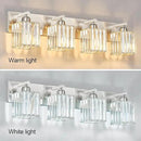 Modern Vanity Light 4-Lights Brushed Nickel Vanity Light Crystal Bathroom Wall Light Bathroom Light Fixtures by CozyNest Decor