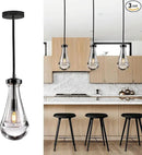 Raindrop Pendant Light Fixtures Set of 3, Black Glass Pendant Lighting, Hand BlownTeardrops Modern Hanging Light for Entryway Foyer Kitchen Island Dining Living Room Hallway by CozyNest Decor