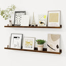 Picture Ledge Shelf, Solid Pine Wood Floating Shelves Set of 2, 32 Inches Nursery Book Shelves for Toys Storage, Kids Bookshelf Wall Mounted for Living Room Bedroom Decor Books Photo Frames, Walnut by TinyTreasures Baby Boutique