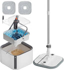 Upgraded Self-Standing Spin Mop and Bucket System, Detachable Inner Mop Bucket That Separates Dirty Water & 90° Foldable Head, Triple-Scrubbing System, for Hardwood Floors - White with 2 Pads by CozyNest Decor