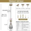 Raindrop Pendant Light Fixtures Set of 3, Brass Glass Pendant Lighting, Teardrops Modern Hanging Light for Entryway Foyer Kitchen Island Dining Living Room Hallway by CozyNest Decor