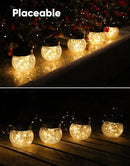 PARTPHONER Solar Lanterns Solar Lights Outdoor Waterproof 6-Pack, Solar Powered Hanging Lights Cracked Glass Hanging Globes for Christmas Decoration, Shepherd Hook, Garden Tree Ornaments by CozyNest Decor