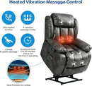 MAEVIS Power Recliner Chair, Lay Flat Sleeping Lift Chairs Recliner for Elderly with Heat and Massage,Comfy Real Breathable Leather Recliners with Dual OKIN Motor for Living Room (Silver Grey) by CozyNest Decor