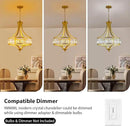 Modern Gold Crystal Chandelier, 20 Inch Large Ceiling Pendant Light Fixture with 50'' Adjustable Hanging Chain, 5-Light Farmhouse Chandelier for Dining Room, Living Room, Bedroom, Entryway by CozyNest Decor