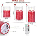 Flameless Flickering Remote Control Candle, Glass Pillar Candle,3 Pack (D:3"×H:4" 5" 6") LED 3D Flame Romantic Candle,Battery Operated Real Wax, Ideal for Wedding, Home Decor Holiday (Red) by GreenHaven Gardens