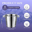 Amyhill 8 Pack Stainless Steel Ice Bucket 5.3 Quart/ 5 Liter with Handle Large Insulated Champagne Buckets Beer Bucket for Cocktail Bar Wine Parties Chilling Wine Champagne Home(Silver) by CozyNest Decor