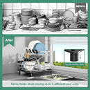 MOUKABAL Dish Drying Rack - 2 Tier Stainless Steel Dish Rack, Dish Racks for Kitchen Counter, Drying Rack Kitchen with Removable Utensil Holder and Drainboard (Black) by CozyNest Decor