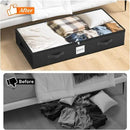 SpaceWhisper 90L Under Bed Storage Containers, 4-Pack Storage Bins with Clear Top, Foldable Closet Organizers and Storage with Label Holder for Clothing, Blankets, Comforter & Pillows(Black) by CozyNest Decor