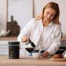 Coffee Canister Set 16 + 22 + 38 oz with Window, Airtight Stainless Steel Kitchen Food Storage Container with Date Tracker and Scoop for Grounds Coffee, Beans, Tea, Flour, Cereal, Sugar, Black by CozyNest Decor