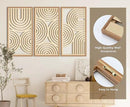 IARTTOP Large Boho Wood Wall Art Set of 3 Framed Wooden Mid-century Modern Wall Decor Minimalist Modern Abstract Geometric Decor for Living Room Bedroom Office-16x32 Inch by CozyNest Decor