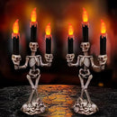 TURNMEON 2 Pack Halloween Candelabra with LED Flame Less Candles Holder Battery Operated Flickering Lights Skull Candles for Halloween Decorations Indoor Home Table Mantel Party Haunted Mansion Decor by CozyNest Decor