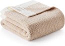 Snuggle Sac Heather Beige Throw Blankets Luxurious Microfiber Fabric, Reversible Super Soft Throws Warm Cozy Knit Fuzzy Plush Throw Blanket for Couch, Bed, Sofa, Camping, Beige,50x60 inches by TinyTreasures Baby Boutique
