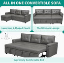 Naomi Home Modern Sectional Sofa with Storage Chaise Gray/Air Leather