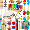 LOOIKOOS Toddler Musical Instruments,Wooden Percussion Instruments Toy for Kids Baby Preschool Educational Musical Toys Set for Boys and Girls with Storage Bag by TinyTreasures Baby Boutique