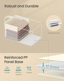 SONGMICS Storage Bins Set of 3, Small Fabric Storage Baskets, Foldable Organizer with Transparent Nylon Mesh, 11.8 x 7.9 x 5.9 Inches, Handles, for Bathroom, Kitchen, Cream White URFB915W01 by CozyNest Decor