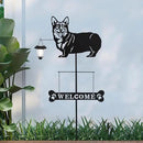 BAYN Solar Corgi Silhouette Dog Breed Welcome Sign with a Lantern Outdoor Decorative Garden Stakes for Yard, Lawn, Patio, Pathway by GreenHaven Gardens