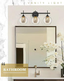 Bathroom Light Fixtures, 3-Light Black and Gold Vanity Lights Over Mirror, Farmhouse Wall Sconce Lighting with Clear Glass and Honeycomb Metal Shade, AD-22001-3W-BK by CozyNest Decor