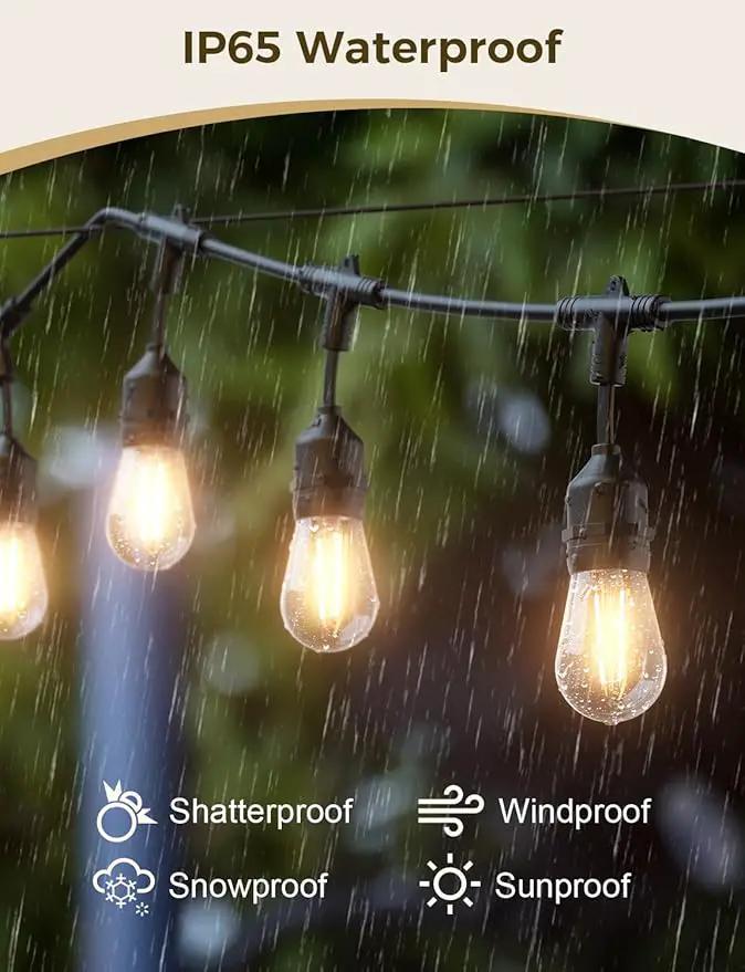 XMCOSY+ Outdoor String Lights, Smart Patio Lights 72.5Ft, APP WiFi Control, Compatible with Alexa, Waterproof Dimmable Edison Outdoor Lights for Patio Outside, photo 6 of 9
