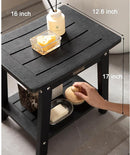 HDPS Shower Stool Waterproof, Bench Seat for Shaving Legs, Plastic Chair for Inside Shower, Foot Rest With Adjustable Feet, Non-Slip/No Maintenance, Black by TinyTreasures Baby Boutique