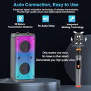 Portable Party Speaker, 80W Peak Wireless Bluetooth Speaker, PA System with LED Lights, Outdoor Bluetooth Speakers Supports for TF Card/USB, AUX in, FM, REC,TWS by TinyTreasures Baby Boutique
