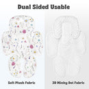 Pea Pod Infant Car Seat Pad 2-in-1 Baby Car Seat Head & Body Support for Newborn Girl Reversible 3 Layer Warm Preemie Carseat Stroller Cushion Headrest with Soft Minky Dot Fabric, Wildflower by TinyTreasures Baby Boutique