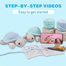 Eelexa Crochet Kit for Beginners, Amigurumi Crocheting Animal Kits, with Step-by-Step Video Tutorials for Kids Adults Beginner - 2 Pack Turtles by TinyTreasures Baby Boutique
