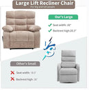 Lay Flat Recliner with Vibration Massage and Lumbar Heating, 26'' Wide Recliner Chair with Infinite Position and 2 Remote Controls, Soft Chenille Lift Recliner for Living Room, Khaki by CozyNest Decor