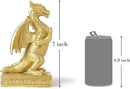 Dragon Statue Decorative Bookends for Shelves, Regal Gold Dragon Statue Home Office Decoration, Fantasy Dragon Figurine Enthusiasts Gifts by CozyNest Decor