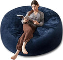 Bean Bag Chair 6Ft, Memory Foam Filled, Large Beanbag Chairs for Adults and Teens, Soft Sofa with Removable Flannel Cover, Round Couch for Living Room Bedroom College Dorm (Blue, 6FT-67×67"×24") by CozyNest Decor