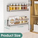 LUCYCAZ 2 Pack Wall Mounted Spice Rack with 16 Hooks, Spice Organizer Shelf for Stove Cabinet Pantry Door,Screw or Adhesive Spice Shelf Hanging Wall Spice Rack in Kitchen and RV (Silver, 2 PACK) by CozyNest Decor
