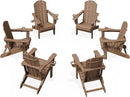 KINGYES Folding Adirondack Chair Set of 6, Dual Cup Holders & All-Weather HDPE, Wood-Like Patio Chair for Backyard, Camping, Pool & Fire Pit, Brown by GreenHaven Gardens